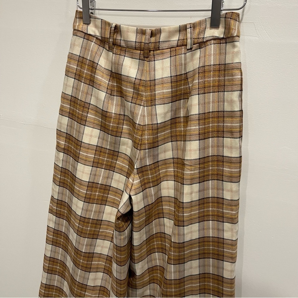 Anthropologie Hutch Plaid Wid-Leg Trousers Pants Size 4 - Picture 7 of 12